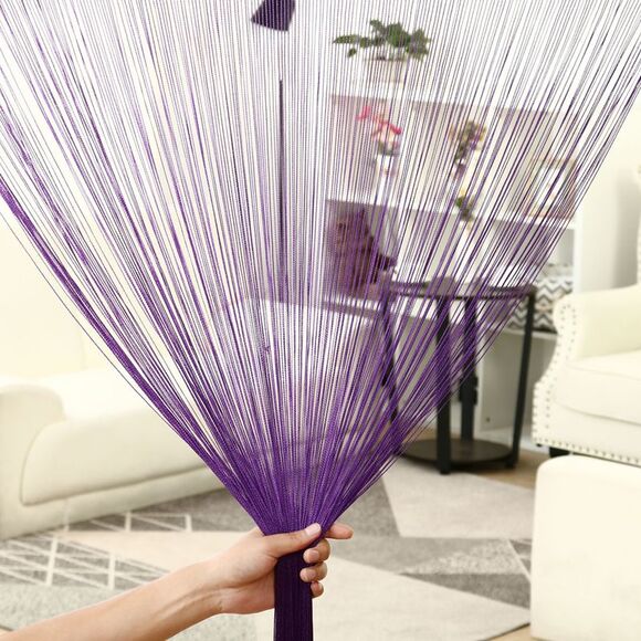 String Curtain Fringe Panel Thread Strip Backdrop Divider for Decor Dark Purple - Picture 3 of 6